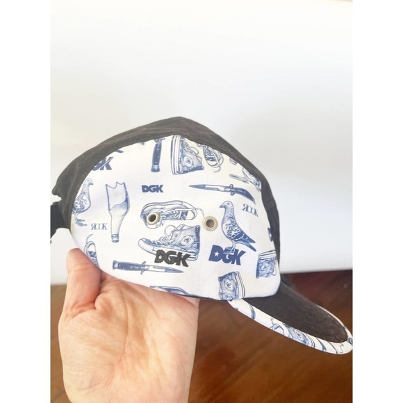 Rook x DGK collab 5-Panel Strapback Graphic Hat Blue White Black Flat Bill - Picture 5 of 6